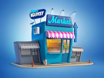Time to grow up! ad blue buiding illustration lowpoly market shop