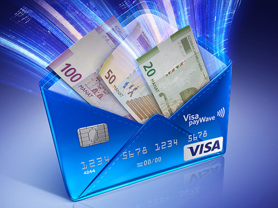 Money Transfer 3d card cash finance illustration money money transfer render