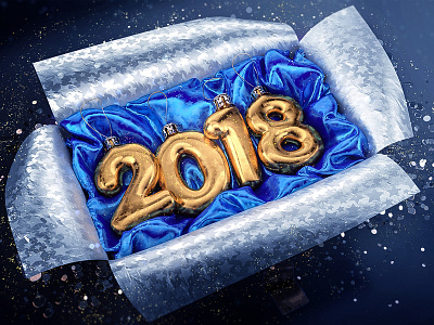 2018 3d christmas creative gift holyday illustration newyear render typography