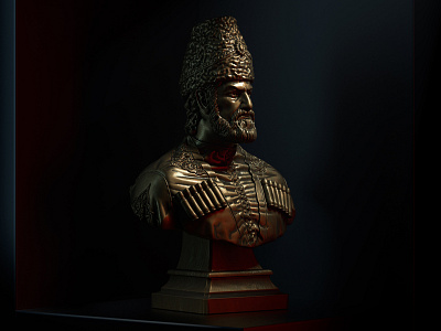 Javad Khan 3d bronze bust cavad figure han illustration khan render sculpt sculpture xan