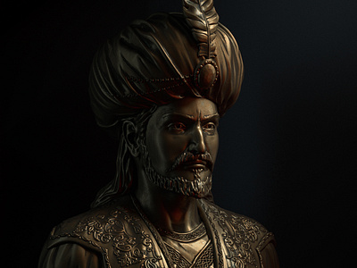 Shah Ismail I 3d black blackrothers bronze bust dark galkhan gold illustration king qalxan render sculpture sculpture illustration