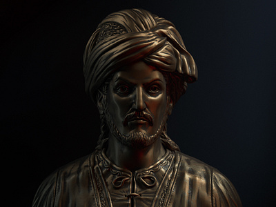 Nasimi 3d bronze bust dark galkhan gold illustration qalxan render sculpture zbrush