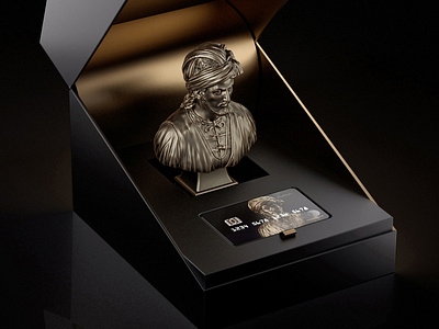 Nasimi Card 3d bank black branding bronze bust cash creative credit design figure finance galkhan gold illustration loans money render sculpture