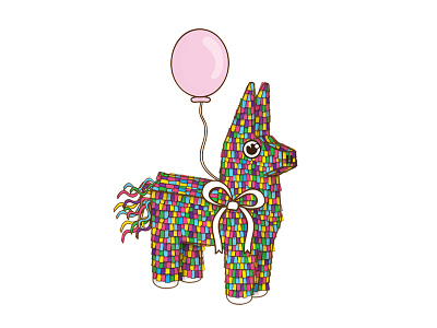 Pinata! 3d animal balloon birthday candy cute illustration party pinata rainbow vector