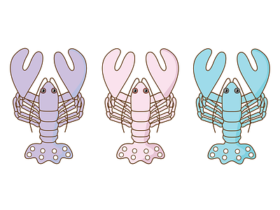 Lobsters animal blue cute illustration line art lobster ocean pastel pink rainbow sea vector