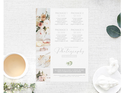 Printable Price Guide Wedding Photography Template