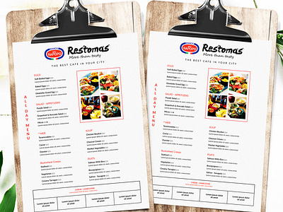 Printable Food Menu Template