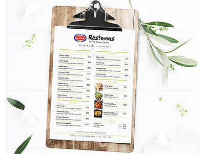 Printable Food Menu Template