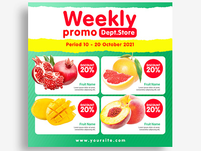 Fruit product promotion instagram social media post feed templat supermarket