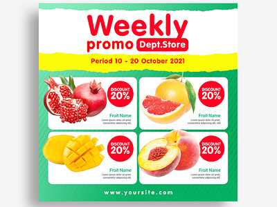 Fruit product promotion instagram social media post feed templat