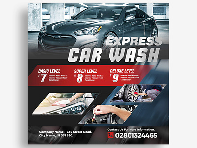 Car wash promotion instagram social media post feed template supermarket