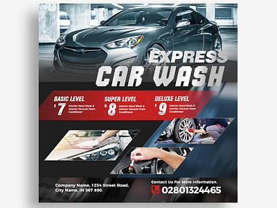 Car wash promotion instagram social media post feed template