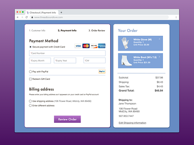 Dribbble Shot 002 - ThreadBound Love Checkout