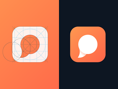 Speech balloon branding gradient icon ios logo orange