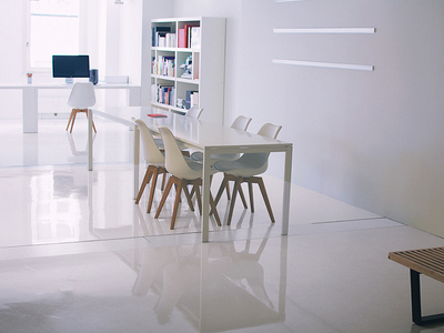 Milestone apple color design desk minimalist office swiss white wood workspace