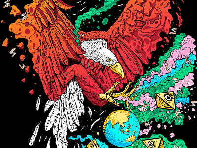 Drop The World eagle illustration power procreate vibrant colors