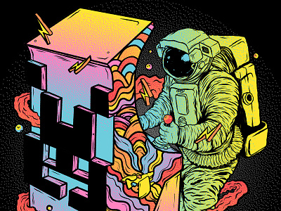 Space Arcade astronaut illustration procreate space space art vibrant colors