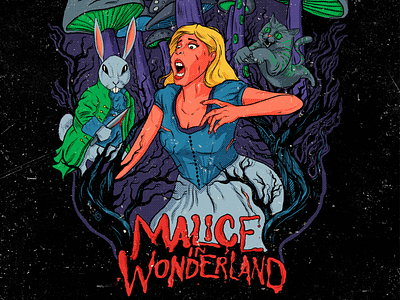 Malice in Wonderland funny horror humour illustration procreate