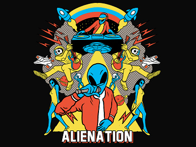 Alienation abstract design illustration patterns procreate psychedelic skull space tshirt vibrant colors