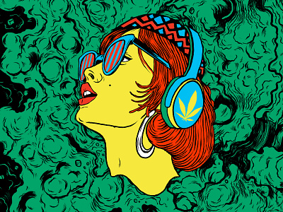 BiNaural abstract acid cannabis design illustration marijuana patterns procreate psychedelic vibrant colors