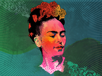 Frida digital art frida frida kahlo graphic design illustration patterns photoshop portrait psychedelic vibrant colors