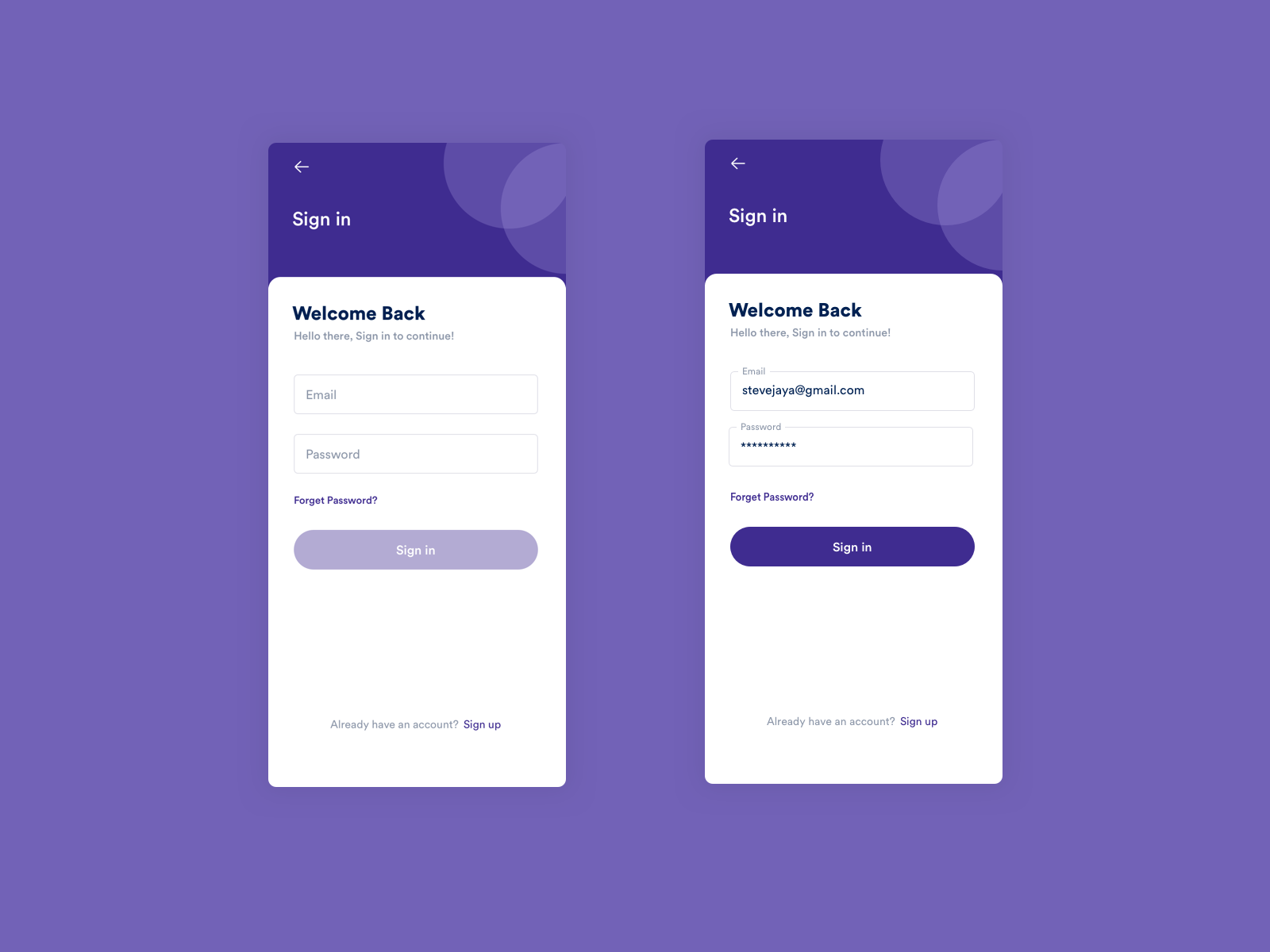 Simple Login/Sign in Screen. by Oluwatobi Alonge on Dribbble