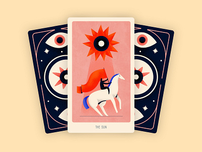 The Sun - Major Arcana card character color color palette deck game horse illo illustration magic mystic occult playfull tarot texture vector