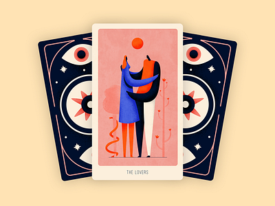 The Lovers card character color design game illo illustration love occult