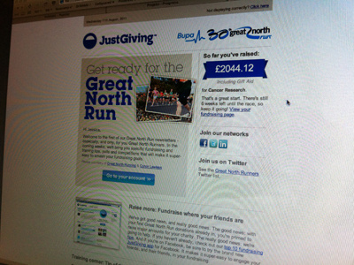 JustGiving Great North Run e-newsletter e newsletter email enewsletter web