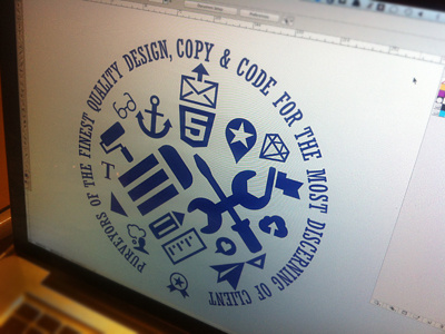 Purveyors of the Finest Quality Design, Copy & Code badge brand design flat icon illustration