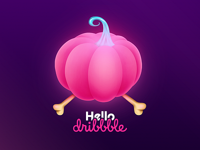 Hello, dribbble! bones community first shot halloween hello new pink pink pumpkin pumpkin welcome shot