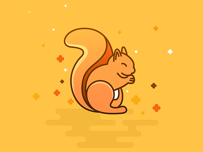 Cute Squirrel animal cute eating flat nuts shadow squirrel stars warm yellow