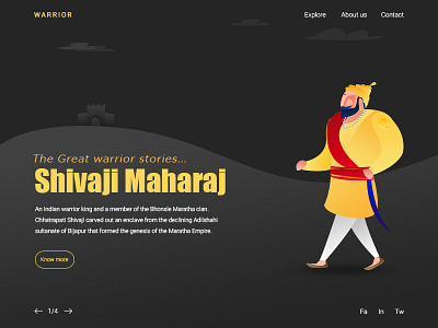Shivaji Maharaj Illustration character design illustration inidian landing maharaj maratha shivaji ui warrior webpage