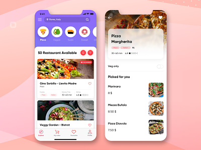 Food App app clean cook delivery delivery app food app food delivery app ios italy list mobile app mobile app design mobile ui pizza restaurant ui ux vector