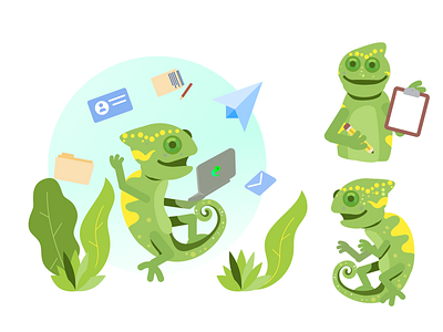 Green Fedback Chameleon chameleon illustration