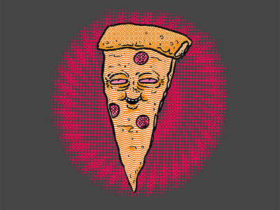 Stoned Pizza debut halftone illustration pizza