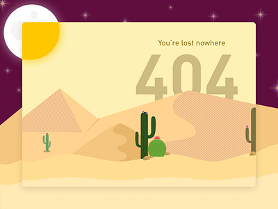 404 404 cactus challenge daily ui desert design dribbble dunes error illustration lost moon sand shot sun typography ui ux vector web