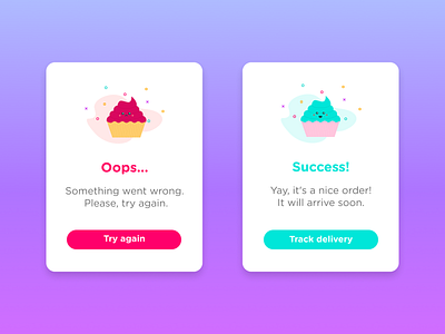 Flash Message 011 app candy challenge cupcake cute daily ui delivery design error icon illustration ios lilac order shot success track ui ux