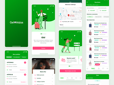 GetMalas app bags daily ui design passport travel ui ux vector