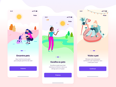 Adotaê adoption app cta design illustration love pets shot test ui ux