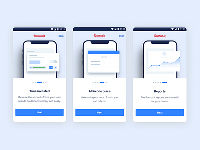 Runrun.it app board branding design illustration platform timer ui ux