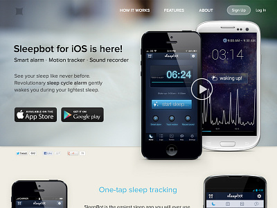 WIP SleepBot Splash Page android app bot ios mobile mobile app page sleep sleepbot splash web website wip