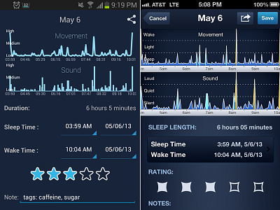 Android vs. iOS android app compare comparison data flat flatdesign graph graphs holo ios iphone log mobile motion recording sleep sleepbot sound tracking ui