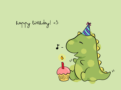 happy birthday // vector practice birthday cute dinosaur drawing fun happy illustration pen practice sketch trex vector