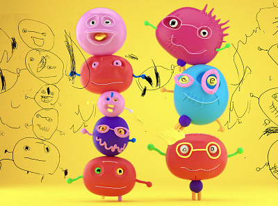 cool kids 3d illustration