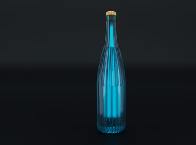 bottle blue sake 3d illustration