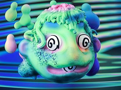 crazy eyes 3d c4d illustration