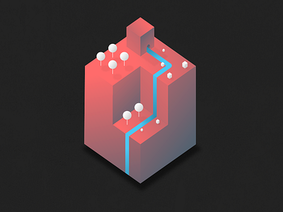 Cube cube gradient illustration monument valley