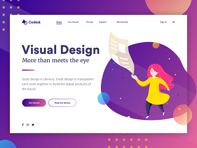 Landing page concept - Visual Design bright characters colorful galaxy gradient illustration landing space stars ui universe user interface ux vector visual design web