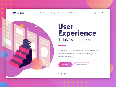 Landing page concept - User Experience bright characters colorful galaxy gradient illustration landing space stars ui universe user experience user interface ux vector visual design web